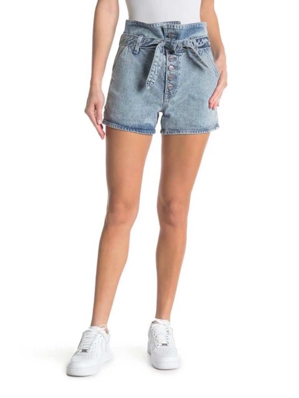 NWT Grlfrnd Brynn High Rise Belted Shorts Size 24 Button Fly